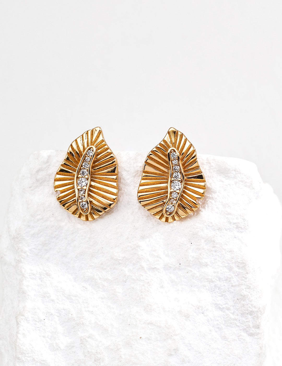 Leaf S925 Sterling Silver Earrings with Cubic Zirconia
