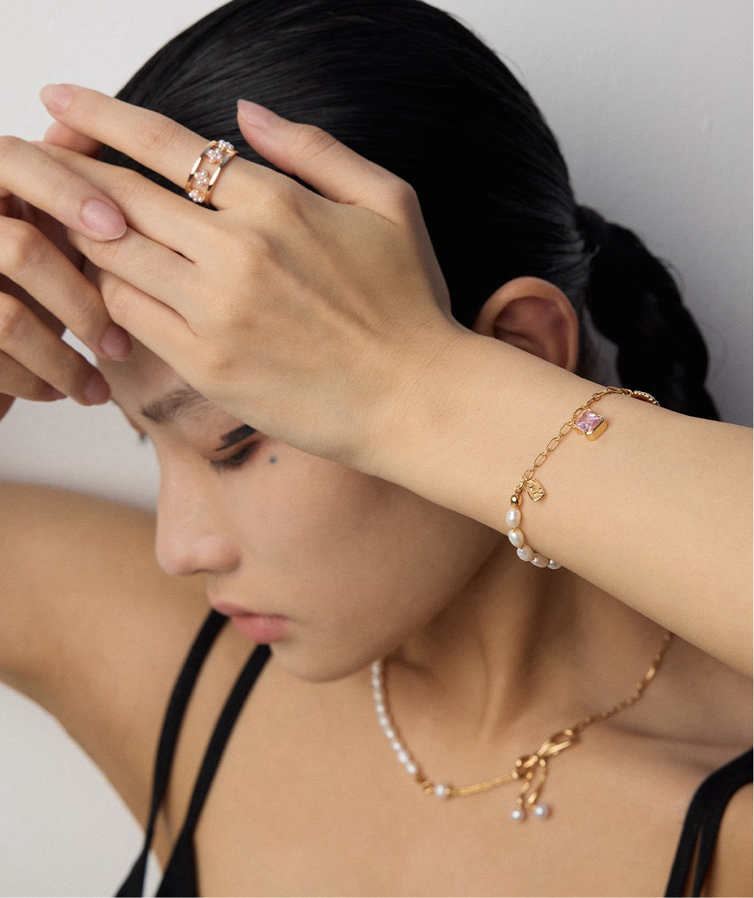 S925 Silver Vintage Natural Pearl & Zircon Bracelet
