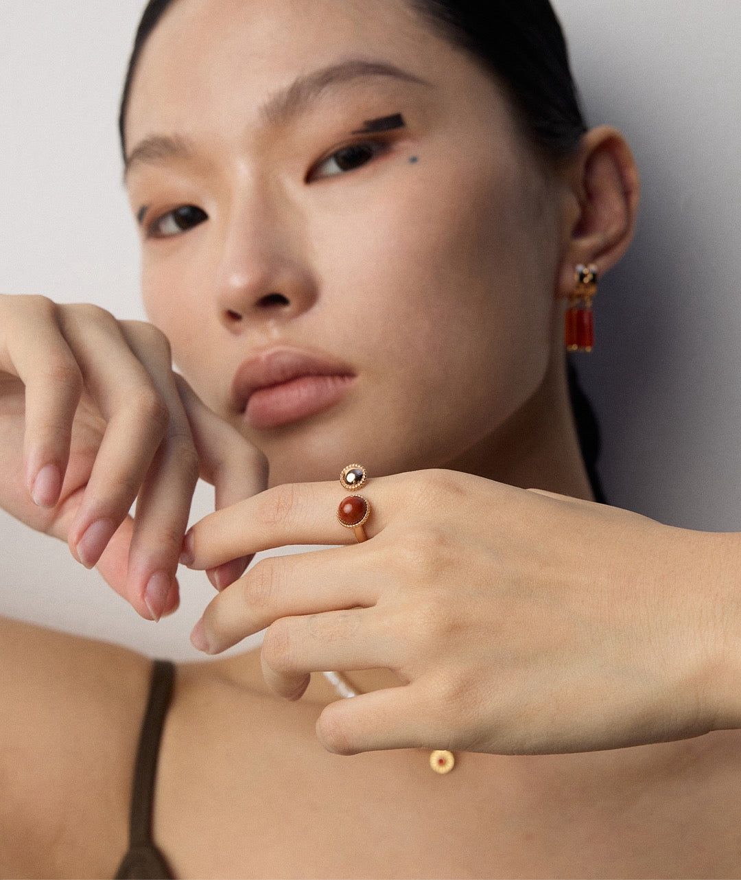 S925 Silver Minimalist Red Stone Ring