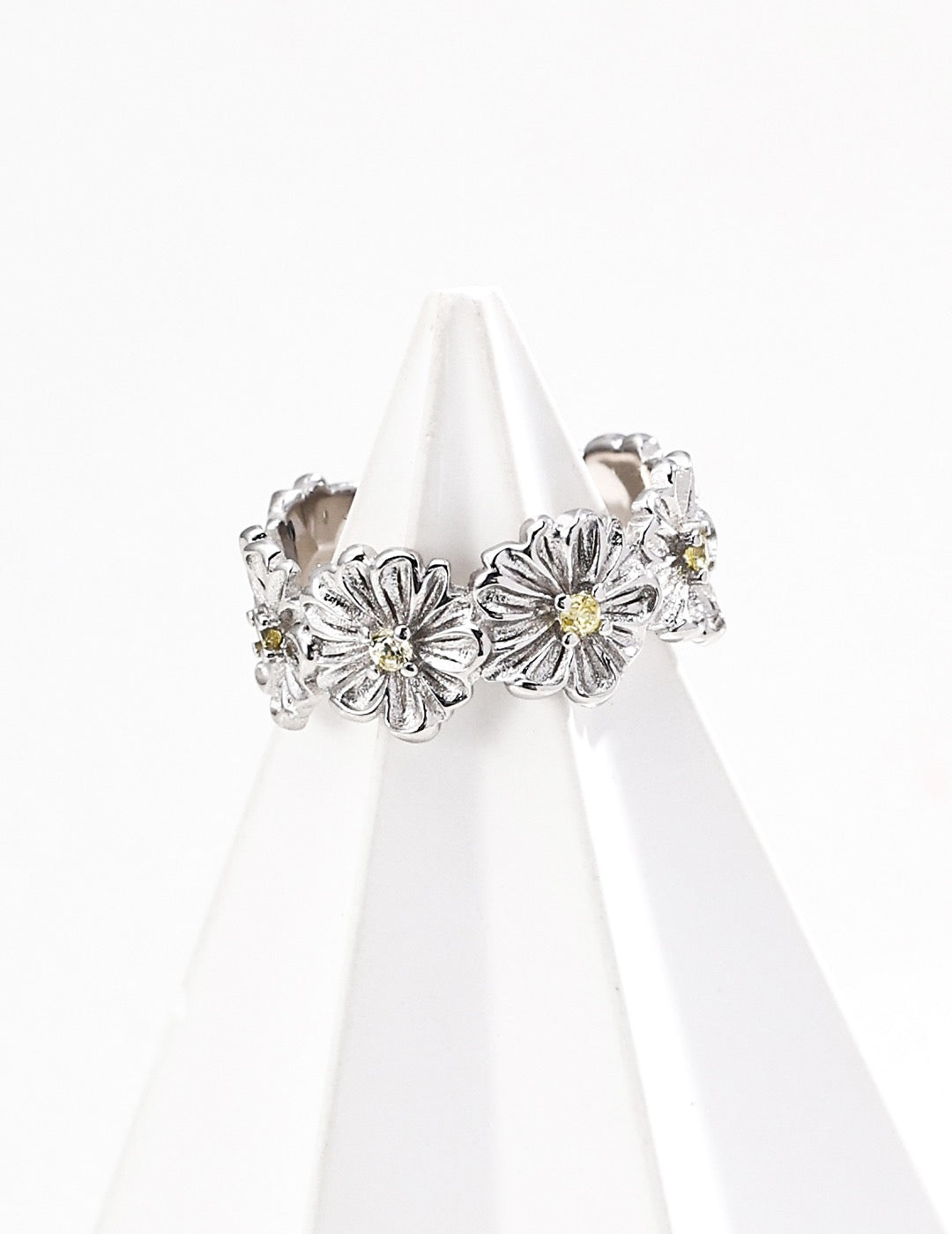 Flower S925 Sterling Silver Ring with Cubic Zirconia