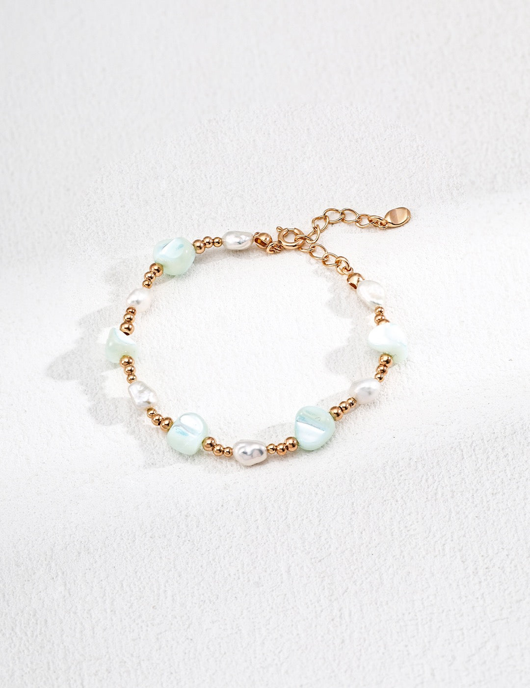 S925 Sterling Silver Bracelet with Freeform Shell Pearls