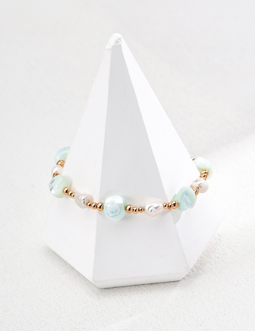 S925 Sterling Silver Bracelet with Freeform Shell Pearls