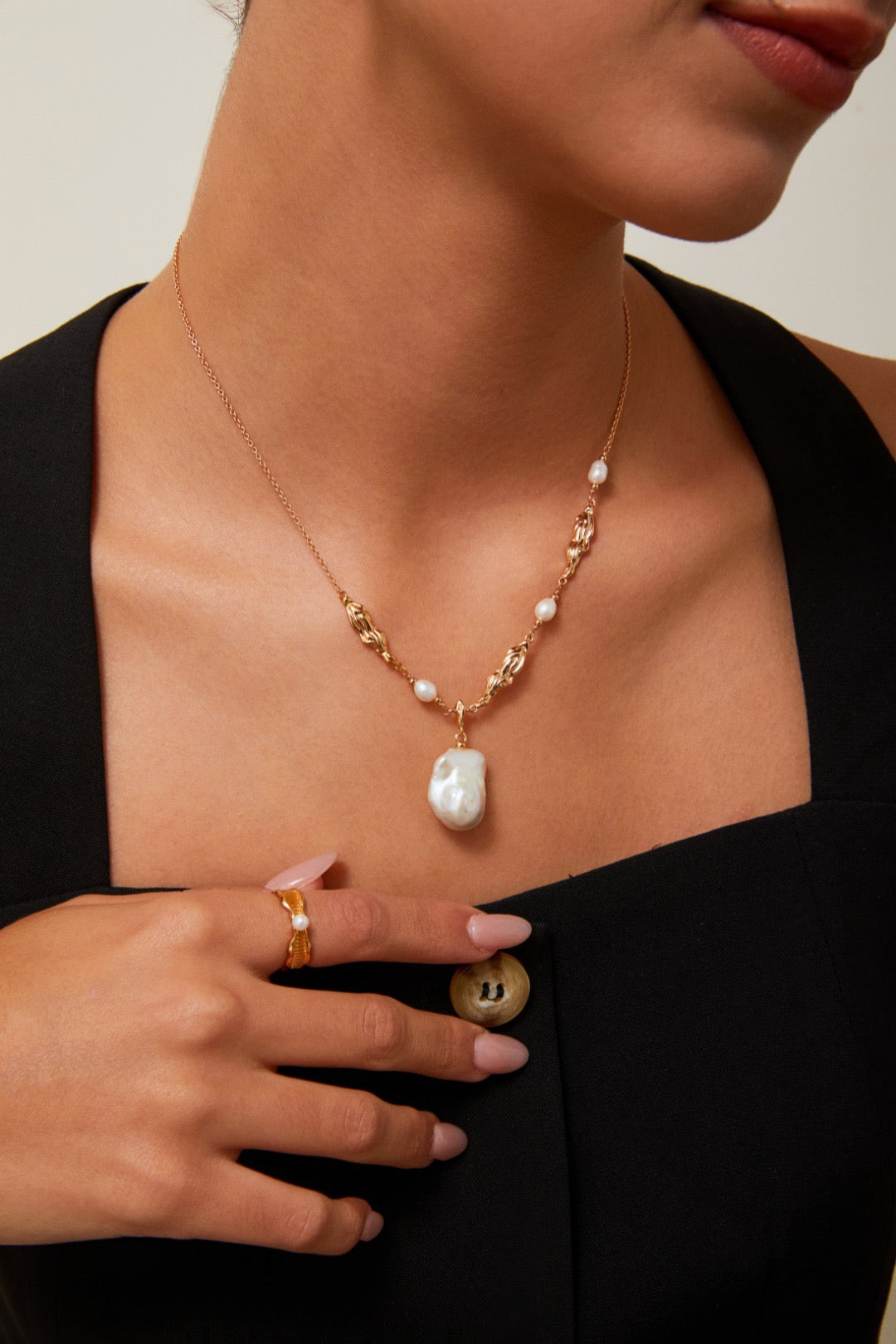 S925 Sterling Silver Baroque Pearl Necklace