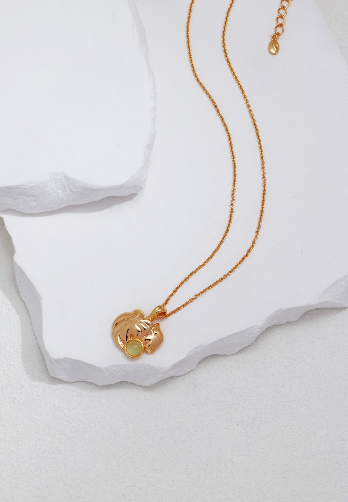 Leaf S925 Sterling Silver Necklace with Pink Calla Chalcedony