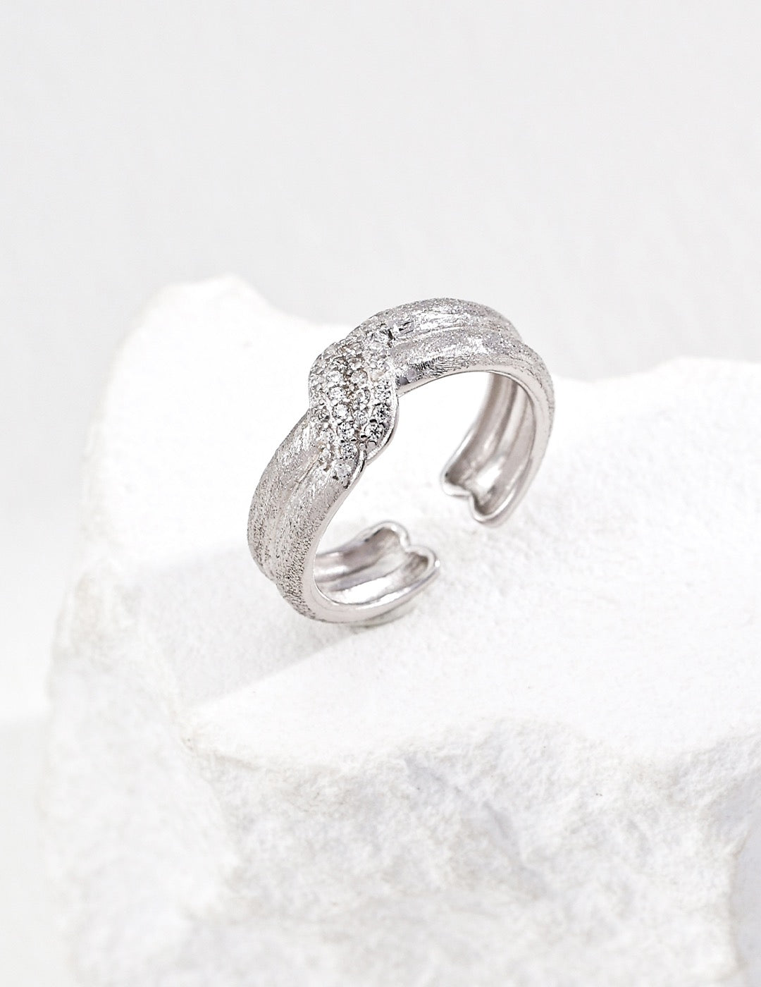 S925 Silver Vintage Matte Zircon Ring