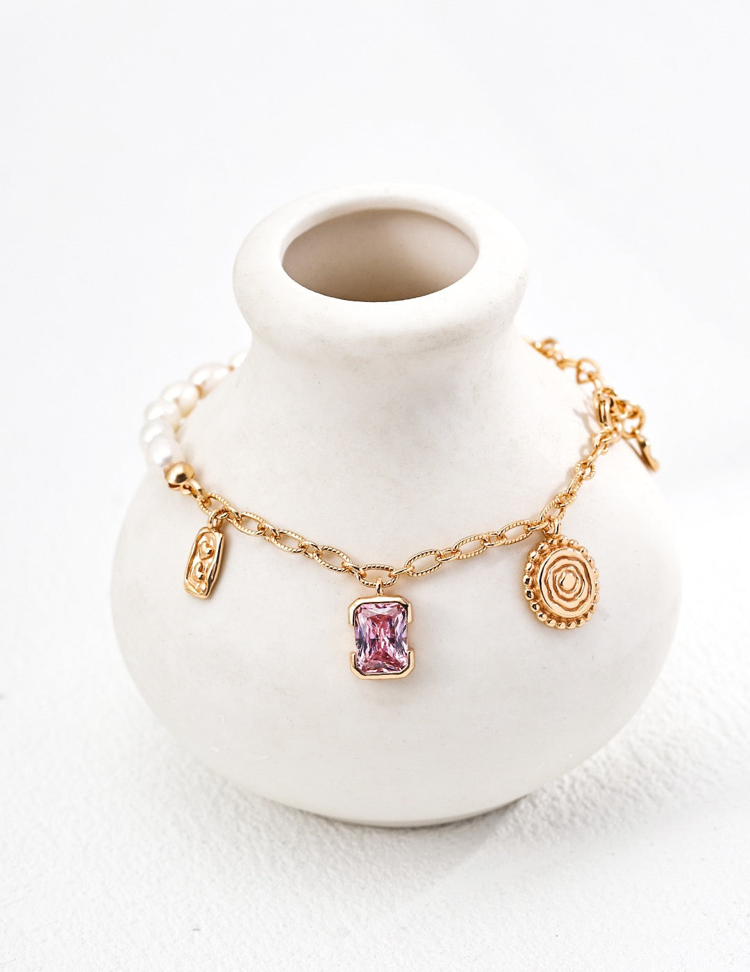 S925 Silver Vintage Natural Pearl & Zircon Bracelet