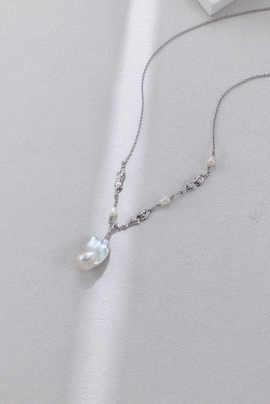S925 Sterling Silver Baroque Pearl Necklace