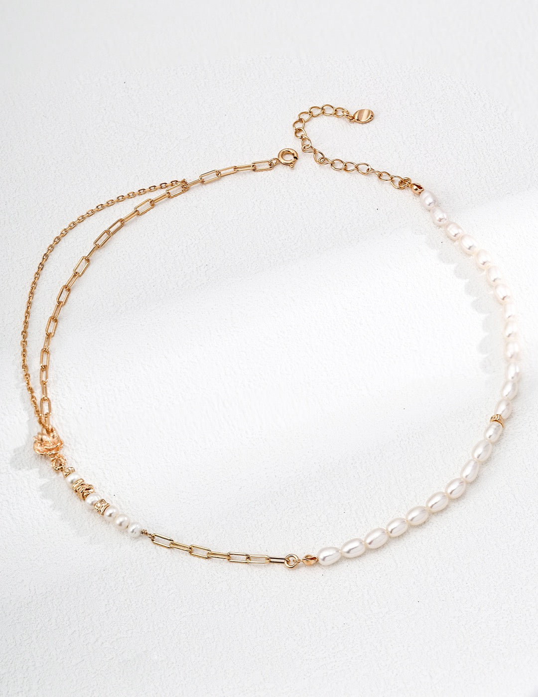 Rose S925 Sterling Silver Necklace with Natural Pearls