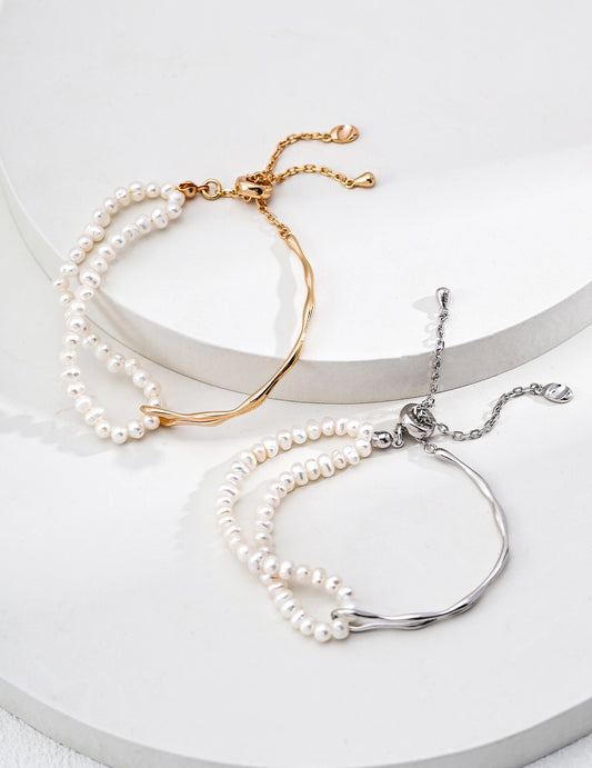 S925 Silver Minimalist Pearl Design Bracelet