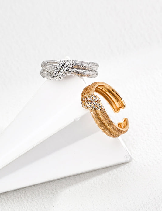 S925 Silver Vintage Matte Zircon Ring