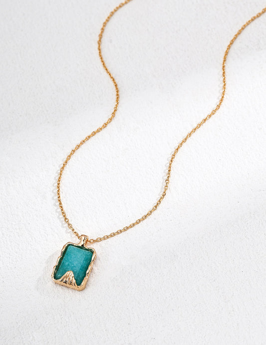 S925 Silver Minimalist Amazonite Pendant Necklace