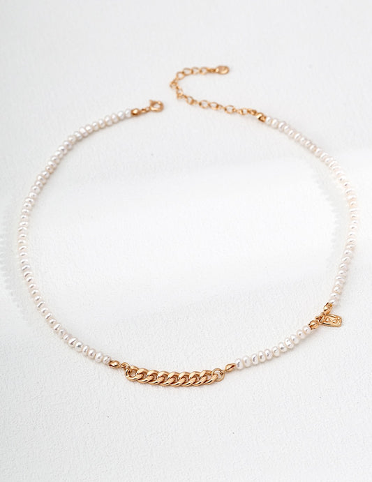Chain S925 Sterling Silver Natural Pearl Necklace